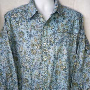 Patagonia Floral Organic Cotton Pearl Snap Button Long Sleeve Shirt (Large)